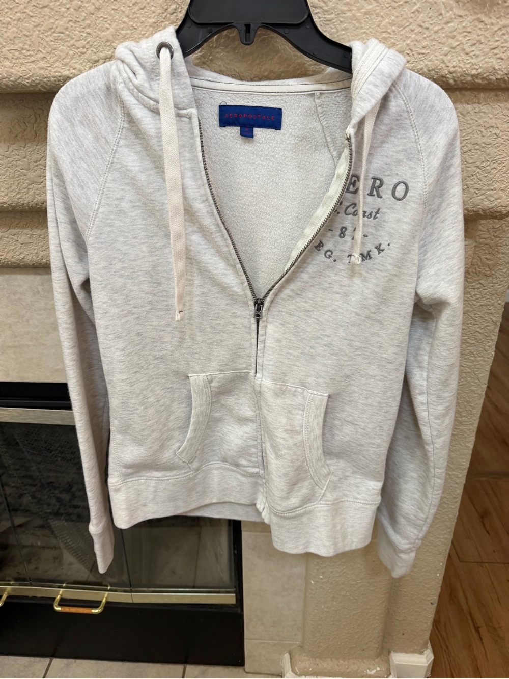 Aeropostale Light Gray Zip-Up Hooded Jacket